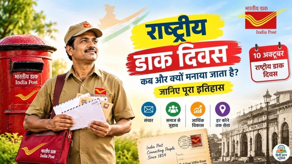 National Post Day 2026: राष्ट्रीय डाक दिवस कब, क्यों और कैसे मनाया जाता है? जानिए थीम, इतिहास, महत्व और भारतीय डाक का इतिहास 1 National Post Day 2026 पर भारतीय डाक सेवा के इतिहास, थीम और महत्व को दर्शाता पोस्टर