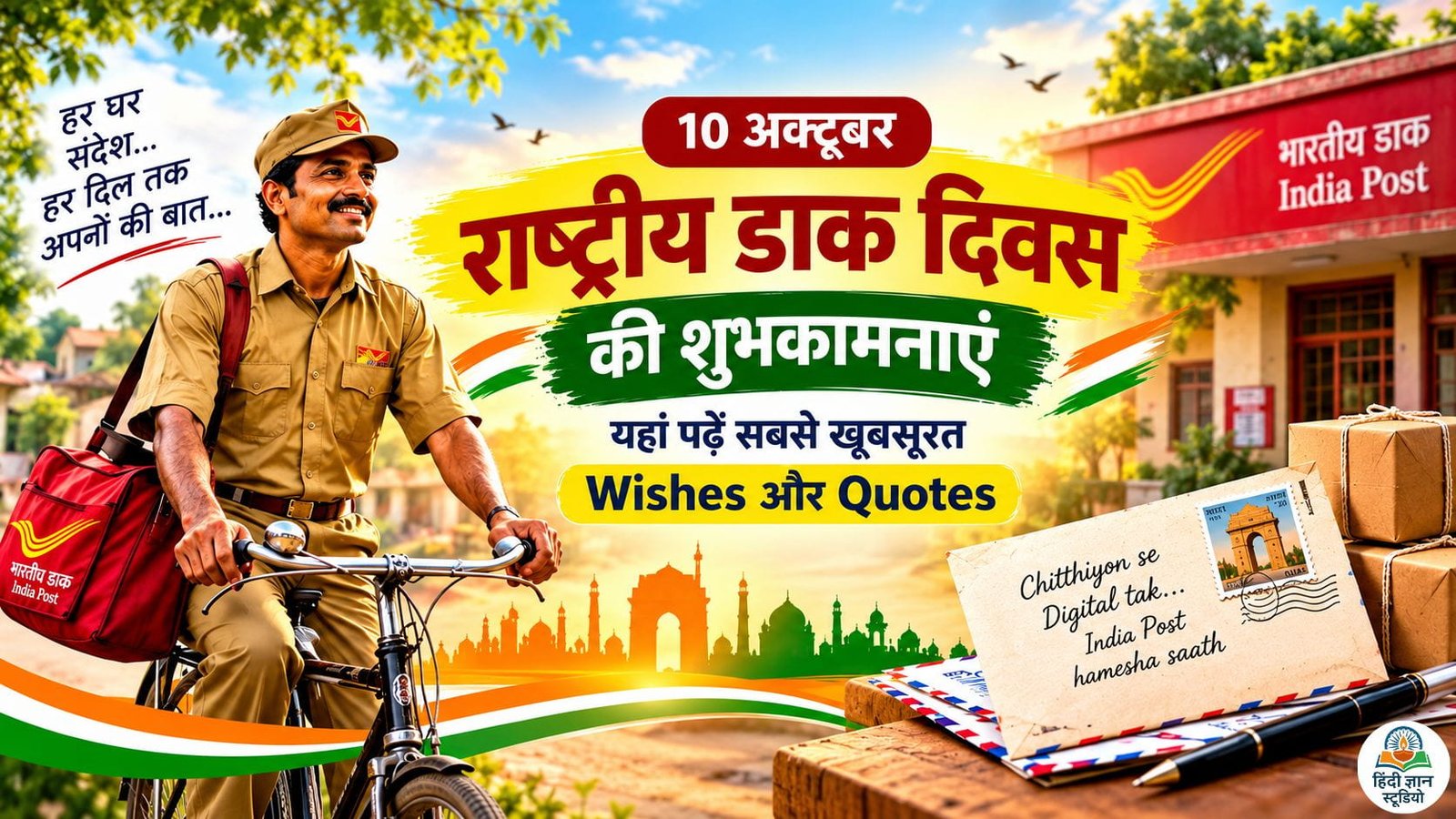 National Post Day 2026 की हार्दिक शुभकामनाएं और खूबसूरत Wishes दर्शाता पोस्टर