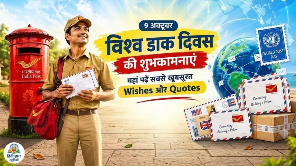 World Post Day 2026 की हार्दिक शुभकामनाएं और खूबसूरत Wishes दर्शाता पोस्टर